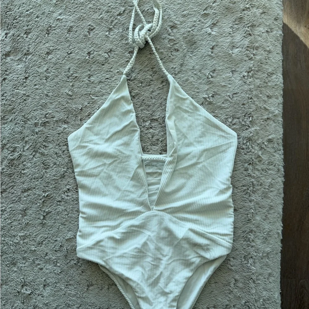 Frankie's Bikinis Cream One Piece Swimsuit